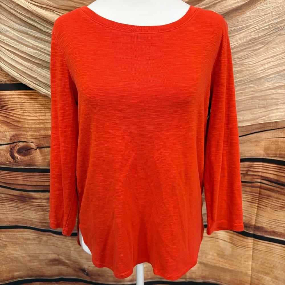 Tommy Bahama Womens 100% Cotton Long Sleeve Orange Pullover Top size M